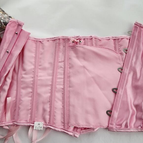 Corset top pink adjustable milkmaid fairycore fairytale Bridgerton kawaii size M - Picture 7 of 8